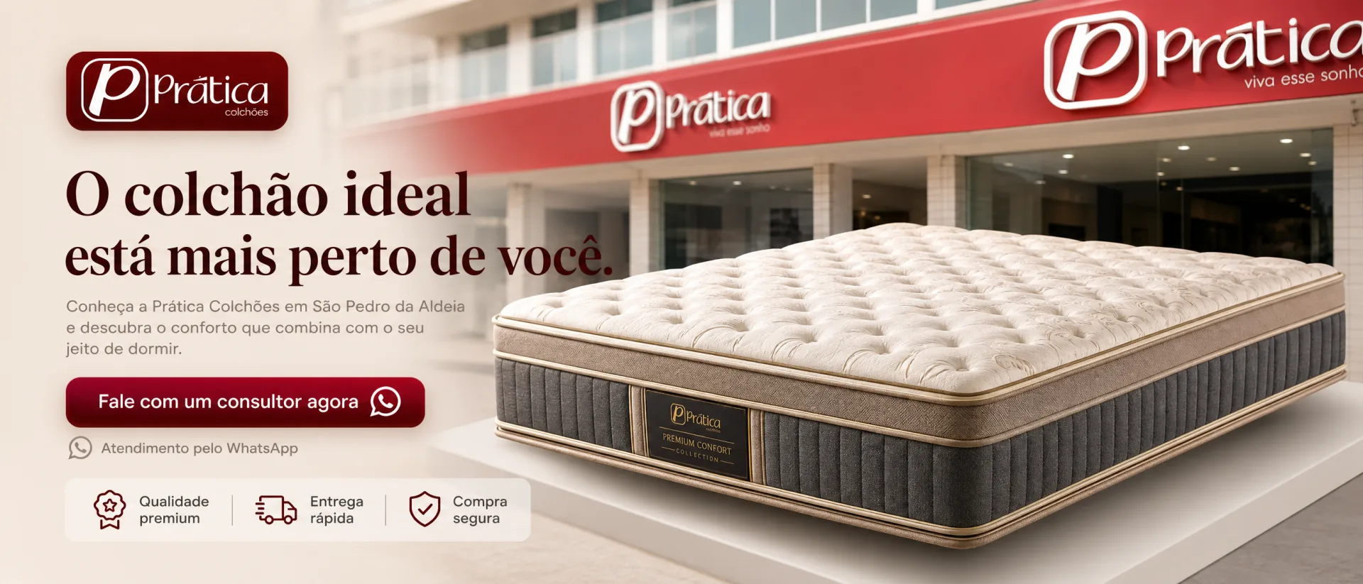 Prática Colchões — O colchão ideal está mais perto de você. Fale com um consultor pelo WhatsApp
